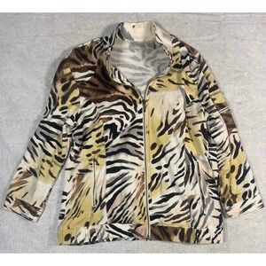 Zenergy by Chicos Women's Jacket Wild Animal Print Zip‎ Up Size 1